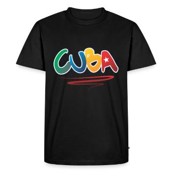 Cuba - colorful doodle letters (for Cuban fans) - Men's Premium Organic T-Shirt - black - Front - Nico (187cm)