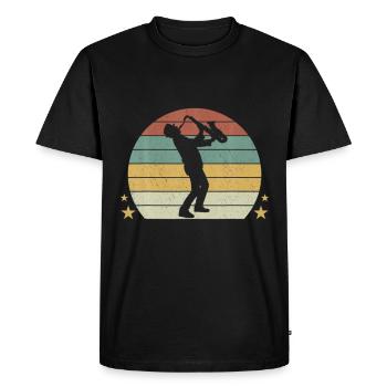 Jazz Lover Instrument de Musique Rétro Saxophone - T-shirt Premium bio Homme - noir - Devant - Nico (187cm)
