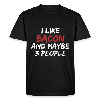 J’aime le bacon et peut-être trois personnes - T-shirt Premium bio Homme - noir - Devant - Nico (187cm)