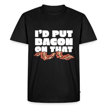 Je mettrais du bacon sur le drôle d’amateur de bacon - T-shirt Premium bio Homme - noir - Devant - Nico (187cm)