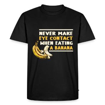 N’établissez jamais de contact visuel lorsque vous mangez des bananes - T-shirt Premium bio Homme - noir - Devant - Nico (187cm)