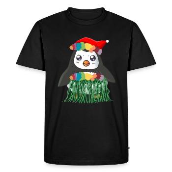 Penguin Christmas in July Gift Shirt - Men's Premium Organic T-Shirt - black - Front - Nico (187cm)