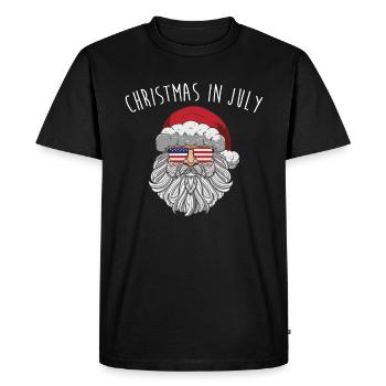 Christmas In July Santa Claus America Flag - Men's Premium Organic T-Shirt - black - Front - Nico (187cm)