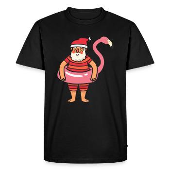 Santa Claus Flamingo Floating Tires - Men's Premium Organic T-Shirt - black - Front - Nico (187cm)