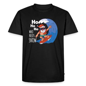 Ho Ho Ho qui a besoin de Neige Père Noël Surfer - T-shirt Premium bio Homme - noir - Devant - Nico (187cm)