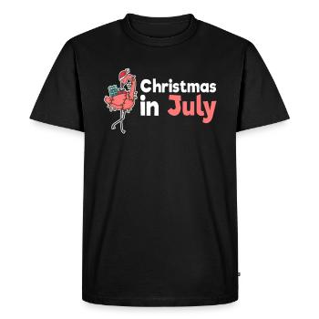 Christmas In July Flamingo Shirt Gift - Men's Premium Organic T-Shirt - black - Front - Nico (187cm)