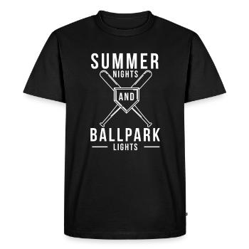 Summer Nights And Ballpark Lights Baseball - Men's Premium Organic T-Shirt - black - Front - Nico (187cm)