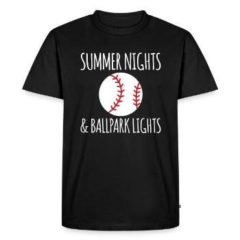 Summer Nights And Ballpark Lights Baseball - Men's Premium Organic T-Shirt - black - Front - Nico (187cm)