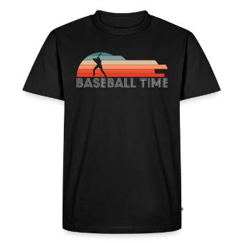 Vintage Retro Baseball Time Shirt Gift - Men's Premium Organic T-Shirt - black - Front - Nico (187cm)