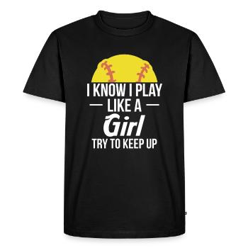 Je sais que je joue comme une fille essayez de garder la chemise - T-shirt Premium bio Homme - noir - Devant - Nico (187cm)