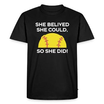 She Belived She Could So She Did Softball Shirt - Men's Premium Organic T-Shirt - black - Front - Nico (187cm)