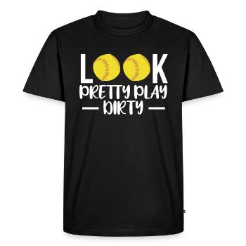 Look Pretty Play Dirty Softball Shirt Cadeau - T-shirt Premium bio Homme - noir - Devant - Nico (187cm)