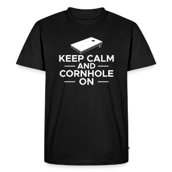 Keep Calm And Cornhole On Shirt Gift - Men's Premium Organic T-Shirt - black - Front - Nico (187cm)