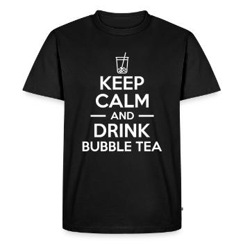 Keep Calm And Drink Bubble Tea Shirt Gift - Men's Premium Organic T-Shirt - black - Front - Nico (187cm)