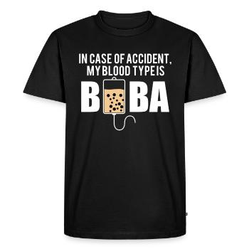 In Case Of Accident My Blood Type Is Boba Shirt - Men's Premium Organic T-Shirt - black - Front - Nico (187cm)