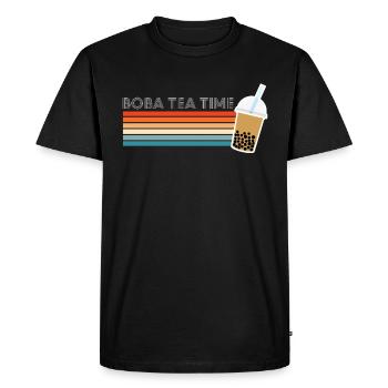 Vintage Retro Boba Tea Time Shirt Geschenk - Männer Premium Bio T-Shirt - Schwarz - Vorne - Nico (187cm)