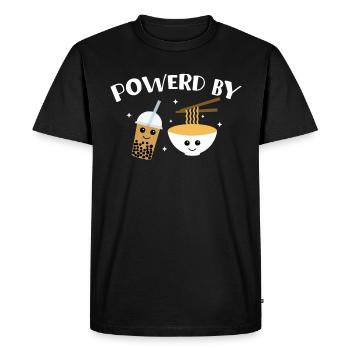 Powered By Boba Tea And Ramen - Men's Premium Organic T-Shirt - black - Front - Nico (187cm)