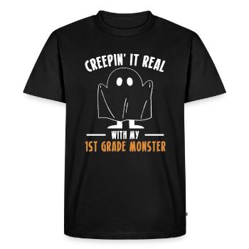 Creepin It Real avec mon monstre de 1ère année - T-shirt Premium bio Homme - noir - Devant - Nico (187cm)