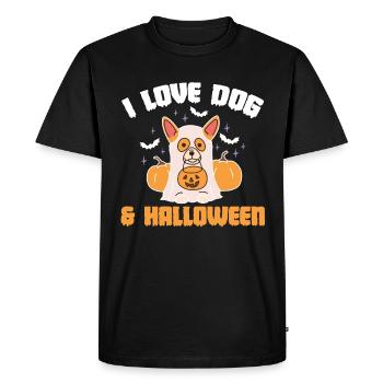 J’adore le chien et la chemise d’Halloween - T-shirt Premium bio Homme - noir - Devant - Nico (187cm)