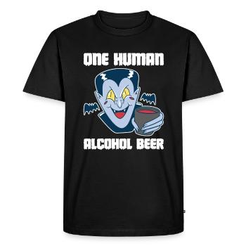 Une chemise vampire de bière d’alcool humain - T-shirt Premium bio Homme - noir - Devant - Nico (187cm)