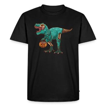 Dinosaure Dino Halloween Zombie - T-shirt Premium bio Homme - noir - Devant - Nico (187cm)