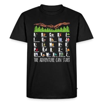 Camping Alphabet Shirt Gift - Men's Premium Organic T-Shirt - black - Front - Nico (187cm)