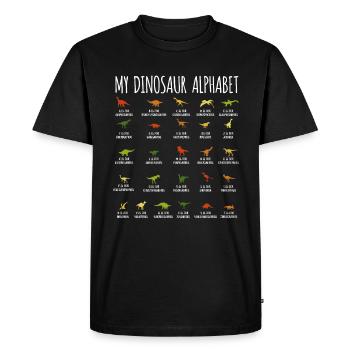 My Dinosaur Alphabet Shirt Dino - Men's Premium Organic T-Shirt - black - Front - Nico (187cm)