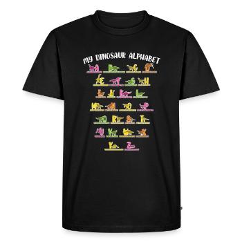 My Dinosaur Alphabet Shirt Dino - Men's Premium Organic T-Shirt - black - Front - Nico (187cm)