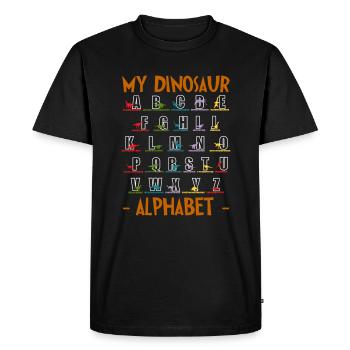My Dinosaur Alphabet Shirt Dino - Men's Premium Organic T-Shirt - black - Front - Nico (187cm)