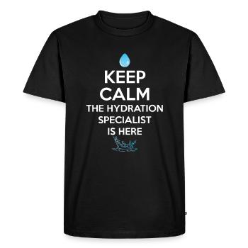 Restez calme Le spécialiste de l’hydratation est là - T-shirt Premium bio Homme - noir - Devant - Nico (187cm)