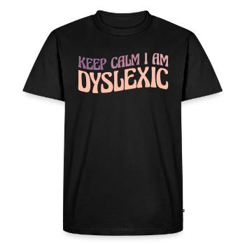 Gardez calme je suis dyslexique Cadeau de chemise - T-shirt Premium bio Homme - noir - Devant - Nico (187cm)