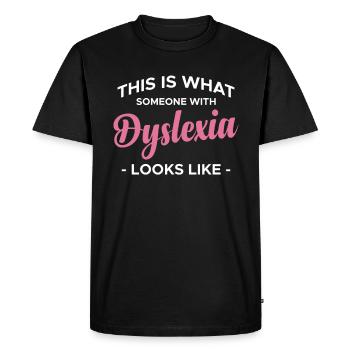 Voici à quoi ressemble une personne atteinte de dyslexie - T-shirt Premium bio Homme - noir - Devant - Nico (187cm)