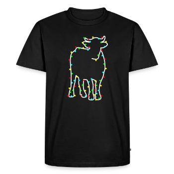 Chemise de vache à chaîne lumineuse de Noël - T-shirt Premium bio Homme - noir - Devant - Nico (187cm)