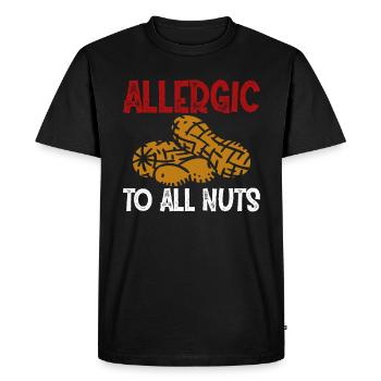 Allergic To All Nuts Nut Allergy Shirt - Men's Premium Organic T-Shirt - black - Front - Nico (187cm)