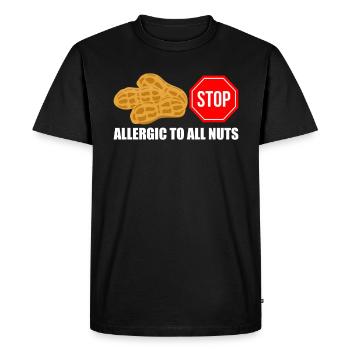 Allergic To All Nuts Nut Allergy Shirt - Men's Premium Organic T-Shirt - black - Front - Nico (187cm)