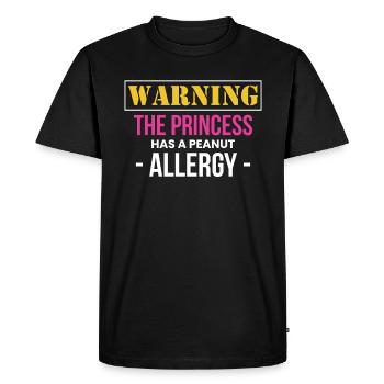 Avertissement La princesse a une allergie aux arachides - T-shirt Premium bio Homme - noir - Devant - Nico (187cm)
