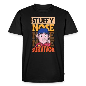 Stuffy Nose Survivor Shirt Gift - Men's Premium Organic T-Shirt - black - Front - Nico (187cm)