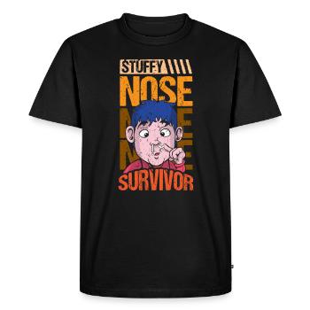 Stuffy Nose Survivor Shirt Gift - Men's Premium Organic T-Shirt - black - Front - Nico (187cm)