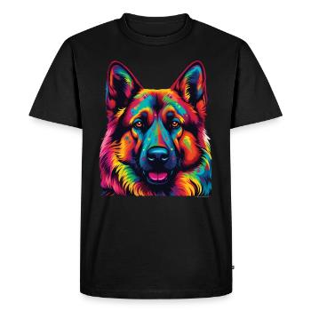Berger Allemand Pop-Art Éclatant - T-shirt Premium bio Homme - noir - Devant - Nico (187cm)