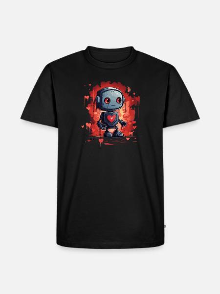 ROBOTS AVEC CONCEPTION DE CŒUR - T-shirt Premium bio Homme - noir