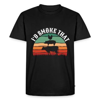 I'd Smoke That Grill BBQ Short Ribs Rack - Men's Premium Organic T-Shirt - black - Front - Nico (187cm)