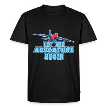 Que l’aventure commence - voyager en avion - T-shirt Premium bio Homme - noir - Devant - Nico (187cm)