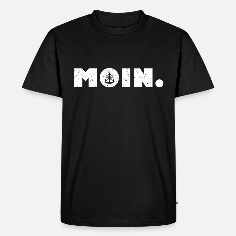 Moin. (Grunge-Edition) - Männer Premium Bio T-Shirt - Schwarz
