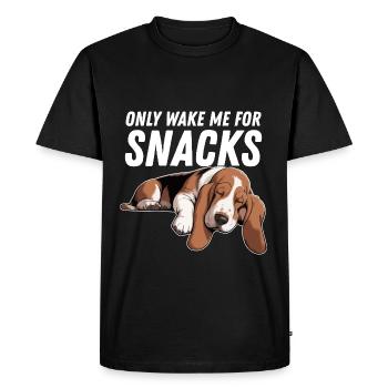 Only Wake Me For Snacks Funny Basset Hound - Men's Premium Organic T-Shirt - black - Front - Nico (187cm)