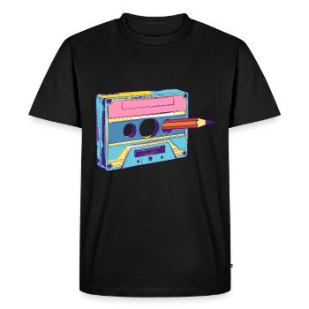 Cassette Musique Mixtape Lecteur de Cassettes des années 80 - T-shirt Premium bio Homme - noir - Devant - Nico (187cm)