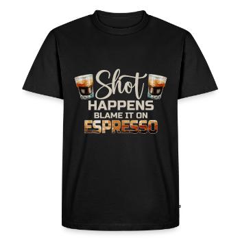 Shot Happens - Espresso Coffee Lovers - Men's Premium Organic T-Shirt - black - Front - Nico (187cm)