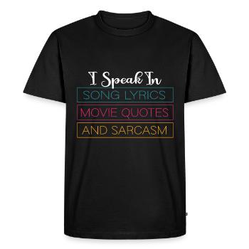 Je parle en paroles de chansons, citations de films et - T-shirt Premium bio Homme - noir - Devant - Nico (187cm)