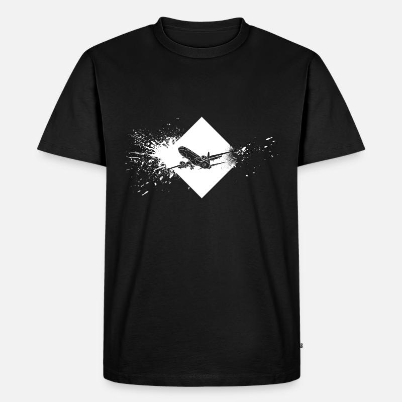 Flugzeug Flieger - Männer Premium Bio T-Shirt - Schwarz