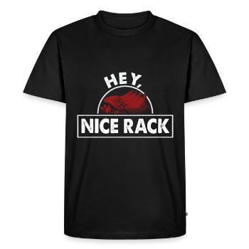 Hey Nice Rack Ribs Grill BBQ Short Ribs Rack - Men's Premium Organic T-Shirt - black - Front - Nico (187cm)