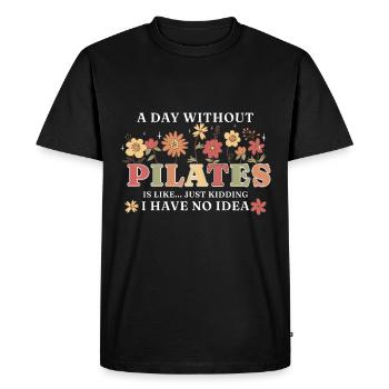 A Day Without Pilates Floral Motif Humor - Men's Premium Organic T-Shirt - black - Front - Nico (187cm)